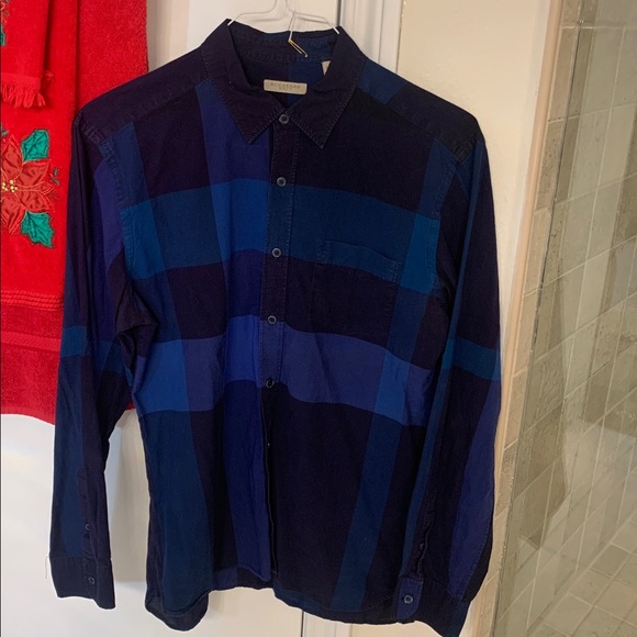 Burberry Brit Blue Plaid PreOwned Awesome Shirt Size Medium - Picture 2 of 6